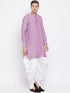 Vastramay Men's Purple Cotton Blend Kurta and Dhoti Set